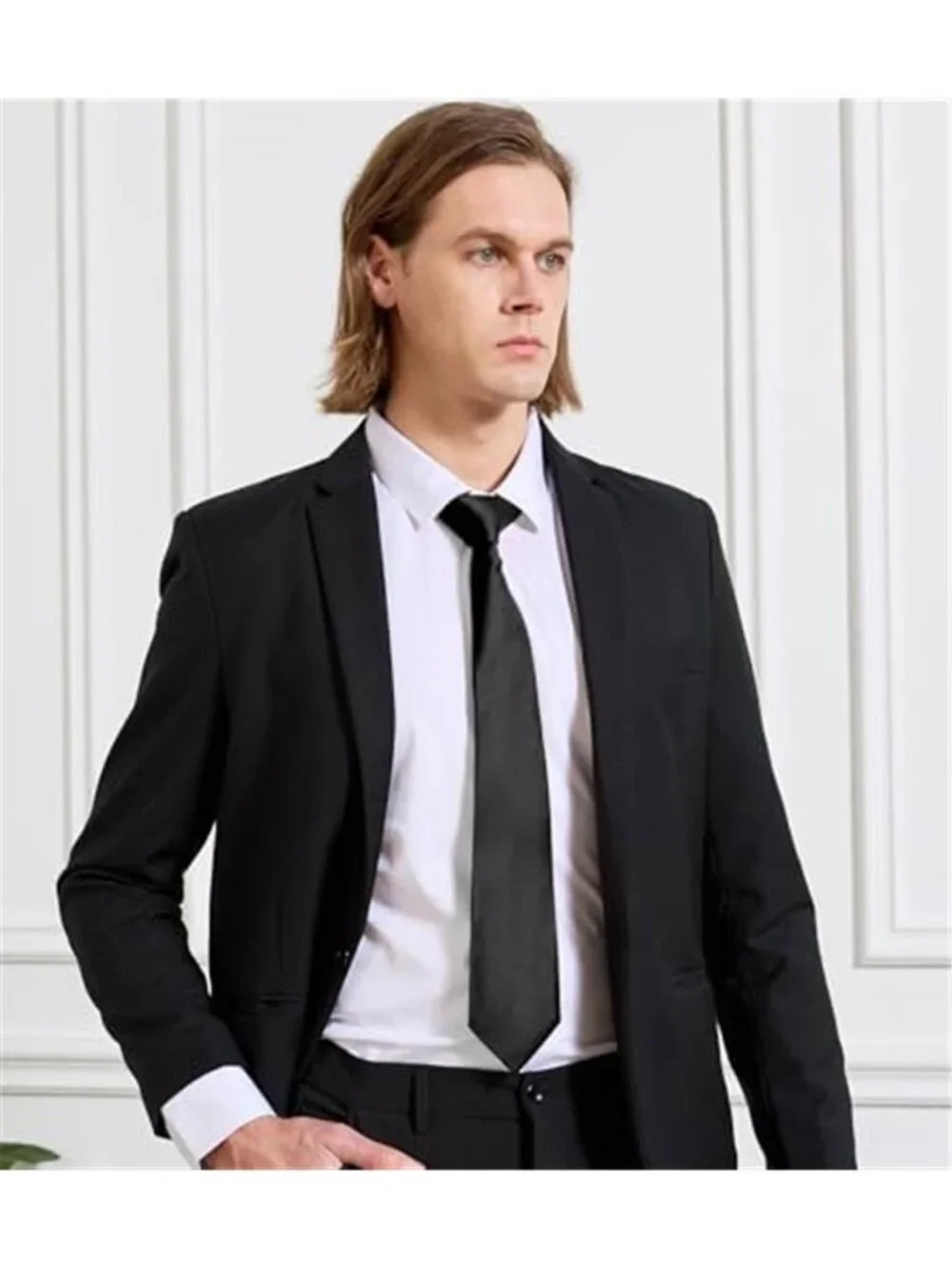 Men's Ties Solid Pure Color Plain Neckties Formal Black Ties For Men